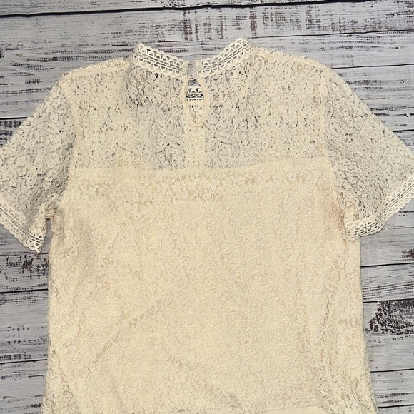 Blue Tassel Chic Lace Blouse in Cream Sz. L - Picture 10 of 10